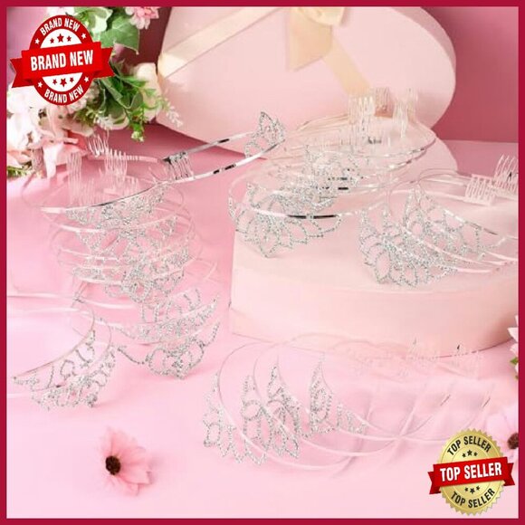 50 Pcs Rhinestone Tiara Crowns with Comb Wedding Party Hair Accessories main image 4